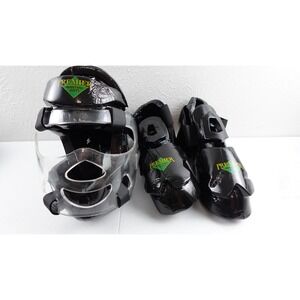 Premier Martial Arts Shoes sz 9 Padded Head Gear Adult M/L FaceShield Mask MMA